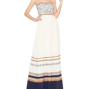 NWT Strapless, embroidered Alice and Olivia maxi dress